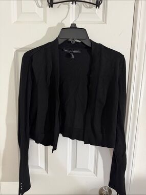 White House Black Market Black Open-Front Cropped Cardigan
